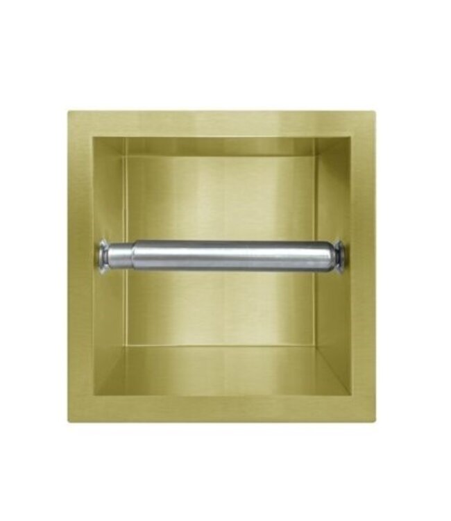 Inbouw Toiletrolhouder Mat Zwart 13,5x13x9 cm zonder klep RVS