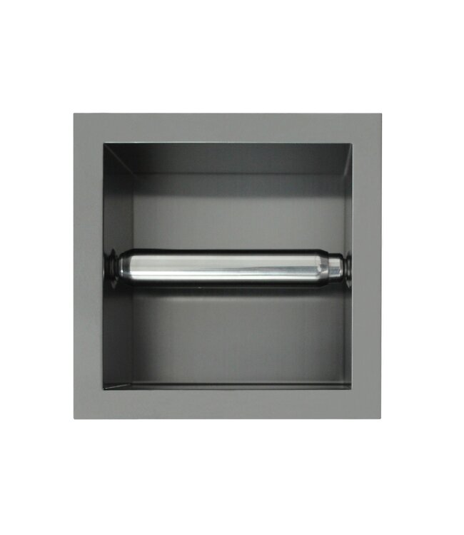 Inbouw Toiletrolhouder Mat Zwart 13,5x13x9 cm zonder klep RVS