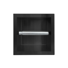 Inbouw Toiletrolhouder Mat Zwart 13,5x13x9 cm zonder klep RVS