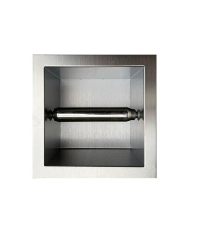 Inbouw Toiletrolhouder Mat Zwart 13,5x13x9 cm zonder klep RVS