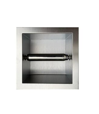 SANI-SUPPLY Inbouw Toiletrolhouder RVS 13,5x13x9 cm zonder klep RVS