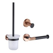 Toilet Accessoires set Copper Lux Zwart - Koper Toiletborstelhouder Toiletrolhouder en handdoekhaak