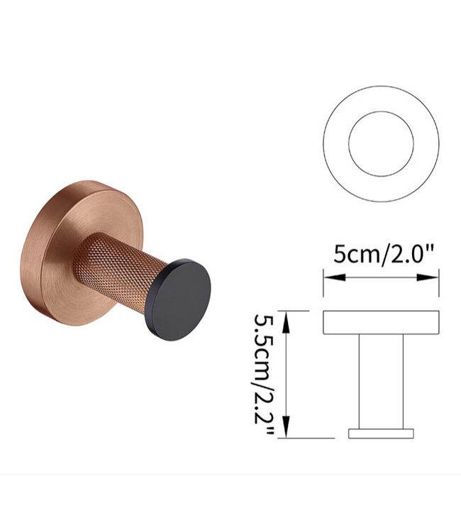 Toilet Accessoires set Copper Lux Zwart & Koper Toiletborstelhouder Reserverolhouder Toiletrolhouder  handdoekhaak