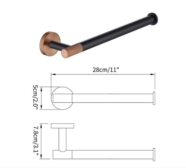 Toilet Accessoires set Copper Lux Zwart & Koper Toiletborstelhouder Reserverolhouder Toiletrolhouder  handdoekhaak Toilet Accessoires set Copper Lux Zwart & Koper Toiletborstelhouder Reserverolhouder Toiletrolhouder  handdoekhaak
