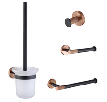 Toilet Accessoires set Copper Lux Zwart & Koper Toiletborstelhouder Reserverolhouder Toiletrolhouder  handdoekhaak