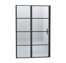 Douchedeur Collins Nisdeur Draaideur 110x200cm Mat Zwart Antikalk Helderglas 8mm Veiligheidsglas Easy Clean