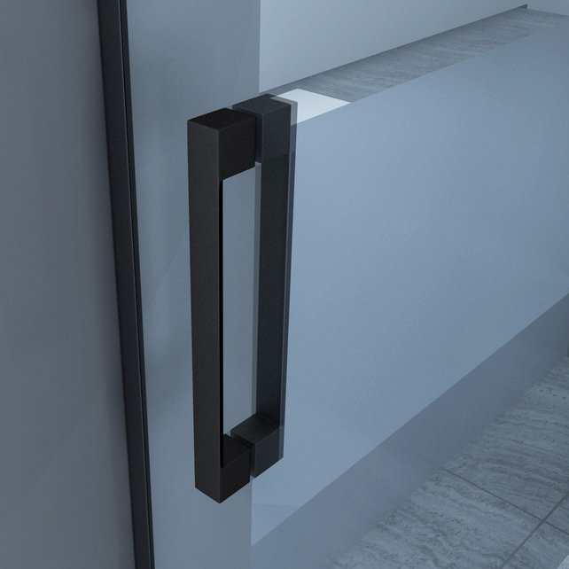 Douchedeur Collins Nisdeur Draaideur 110x200cm Mat Zwart Antikalk Helderglas 8mm Veiligheidsglas Easy Clean