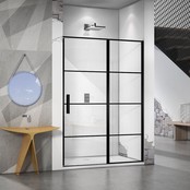 Douchedeur Collins Nisdeur Draaideur 80x200cm Mat Zwart Antikalk Helderglas 8mm Veiligheidsglas Easy Clean