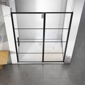 Douchedeur Collins Nisdeur Draaideur 80x200cm Mat Zwart Antikalk Helderglas 8mm Veiligheidsglas Easy Clean