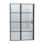 Douchedeur Collins Nisdeur Draaideur 80x200cm Mat Zwart Antikalk Helderglas 8mm Veiligheidsglas Easy Clean