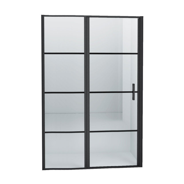 Douchedeur Collins Nisdeur Draaideur 80x200cm Mat Zwart Antikalk Helderglas 8mm Veiligheidsglas Easy Clean