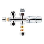 Thermostatische Onderblok H-Blok 2-pijps Radiatorkraan Haaks Chroom 1/2Mx16/2 M30 Thermostatische Onderblok H-Blok 2-pijps Radiatorkraan Haaks Chroom 1/2Mx16/2 M30
