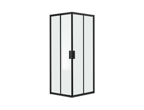 Douchecabine Lazise 90x90 cm Zwart Vierkant Hoekinstap Schuifdeur Helder Glas Mat Zwart Profiel 6mm Veiligheidsglas 200cm