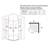 Douchecabine Kwartrond Draaideur 100x100x200cm Antikalk Helder Glas Chroom Profiel 8mm Veiligheidsglas Easy Clean