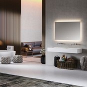 Badkamerspiegel Kiki 140x80cm Geintegreerde LED Verlichting Verwarming Anti Condens Touch Lichtschakelaar Dimbaar Badkamerspiegel Kiki 140x80cm Geintegreerde LED Verlichting Verwarming Anti Condens Touch Lichtschakelaar Dimbaar