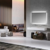 Badkamerspiegel Kiki 140x80cm Geintegreerde LED Verlichting Verwarming Anti Condens Touch Lichtschakelaar Dimbaar Badkamerspiegel Kiki 140x80cm Geintegreerde LED Verlichting Verwarming Anti Condens Touch Lichtschakelaar Dimbaar