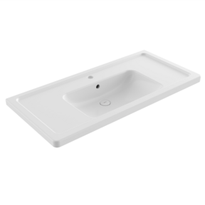 Bocchi Keramische Wastafel Taormina 100x49x4cm Wit vrij ophangbaar met kraangat en overloop