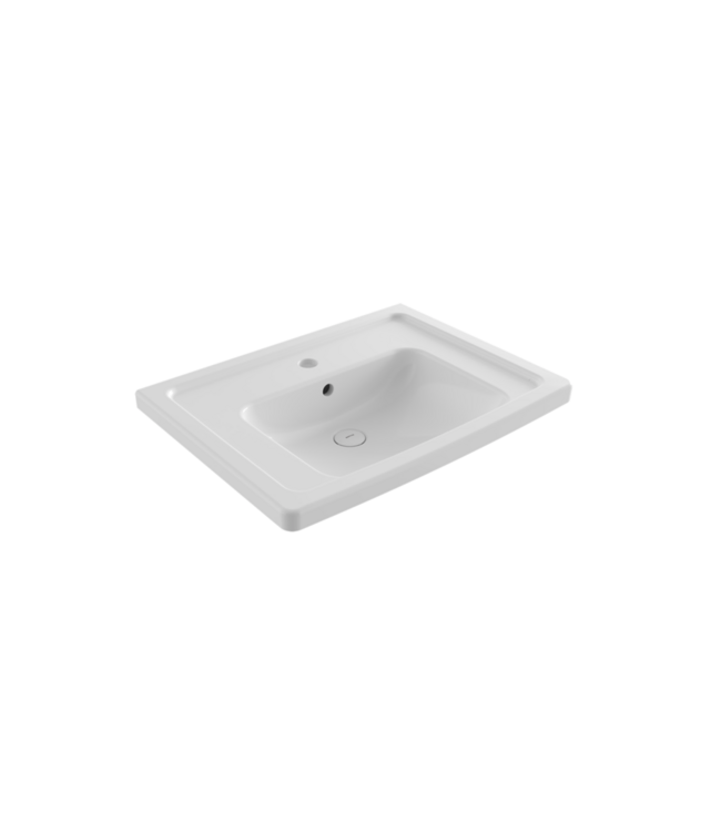 Bocchi Keramische Wastafel Taormina 100x49x4cm Wit vrij ophangbaar met kraangat en overloop