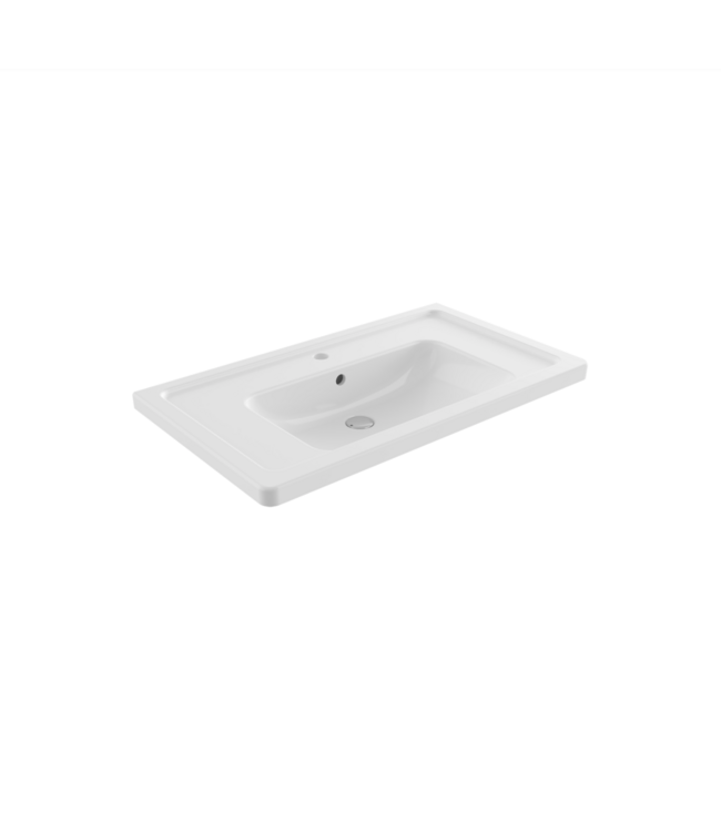 Bocchi Keramische Wastafel Taormina 100x49x4cm Wit vrij ophangbaar met kraangat en overloop