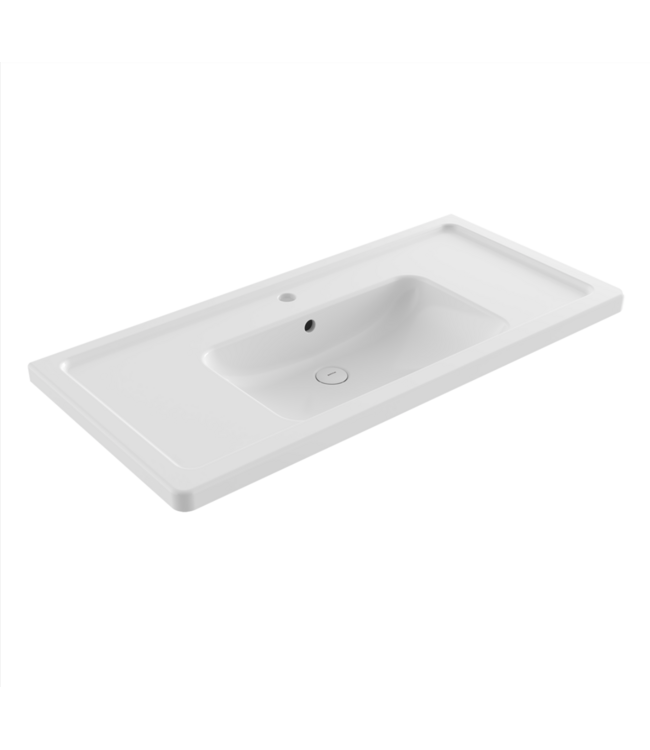 Bocchi Keramische Wastafel Taormina 85x49x4cm Wit vrij ophangbaar met kraangat en overloop