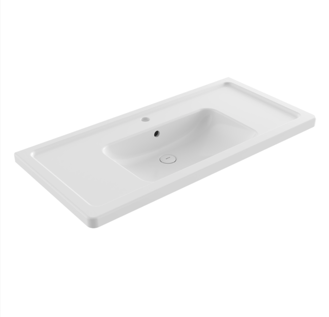 Bocchi Keramische Wastafel Taormina 65x49x4cm Wit vrij ophangbaar met kraangat en overloop Bocchi Keramische Wastafel Taormina 65x49x4cm Wit vrij ophangbaar met kraangat en overloop