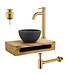 PARRO Mini Toilet Fonteinset Goud met Handdoekhouder natuursteen waskom Goud koud water Kraan Pushup en Sifon 40x22x8cm
