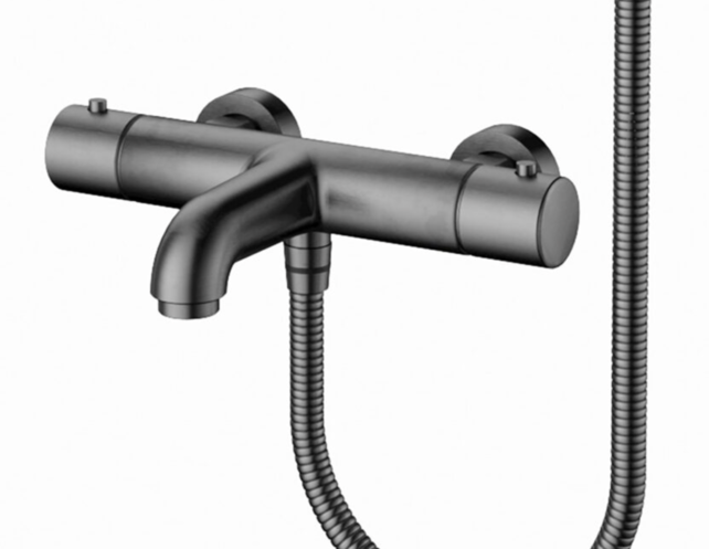 Badkraan set Mila Gun Metal Exclusieve Thermostatische Badkranen met Handdouche