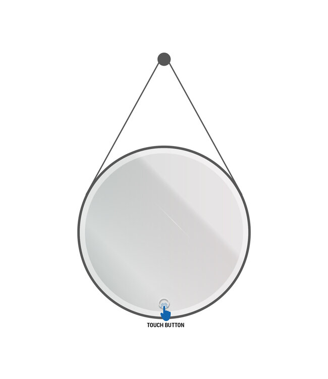 ALONI Spiegel Cintura 80cm Rond Zwart met band - Led verlichting  dimbaar met touchbediening