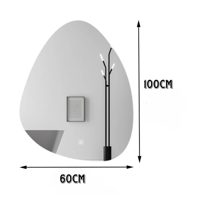 Spiegel UOVO Ovaal 100x60cm Dimbaar Led-verlichting Touch bediening