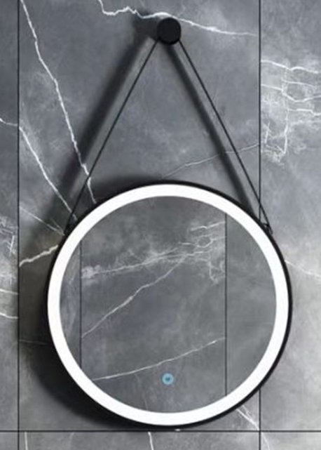 Spiegel Cintura 60cm Rond Zwart met band - Led verlichting  dimbaar met touchbediening