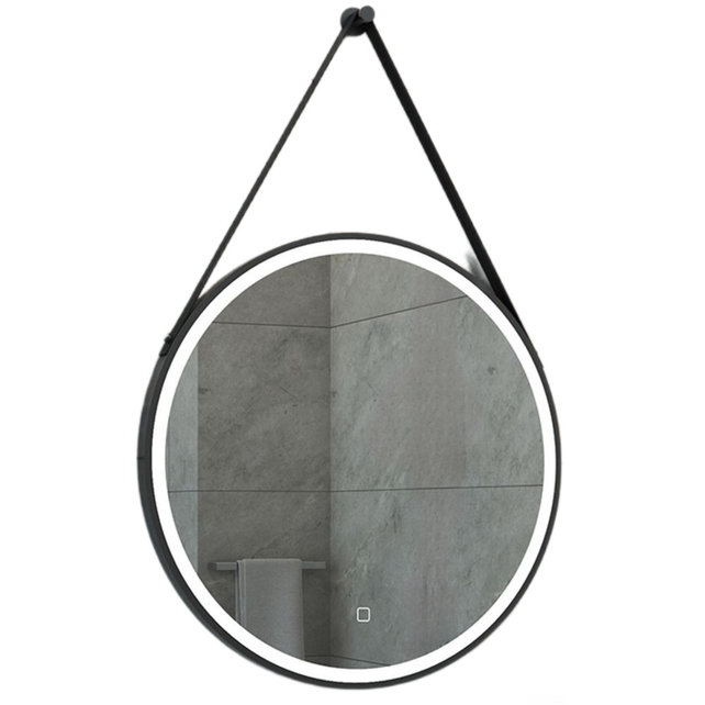 Spiegel Cintura 60cm Rond Zwart met band - Led verlichting  dimbaar met touchbediening