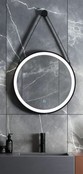 Spiegel Cintura 80cm Rond Zwart met band - Led verlichting  dimbaar met touchbediening
