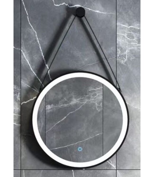 Spiegel Cintura 80cm Rond Zwart met band - Led verlichting  dimbaar met touchbediening
