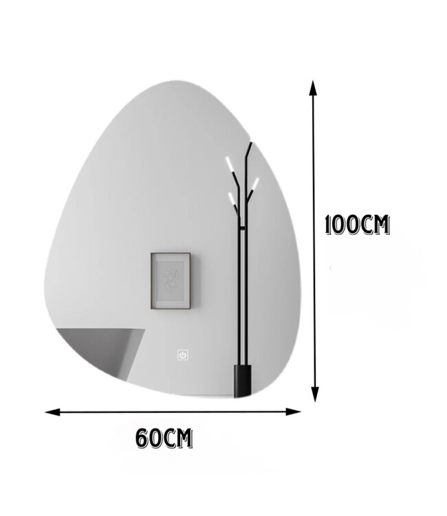 Spiegel UOVO Ovaal 100x60cm Anti-condens Dimbaar Led-verlichting Touch bediening  met spiegelverwarming