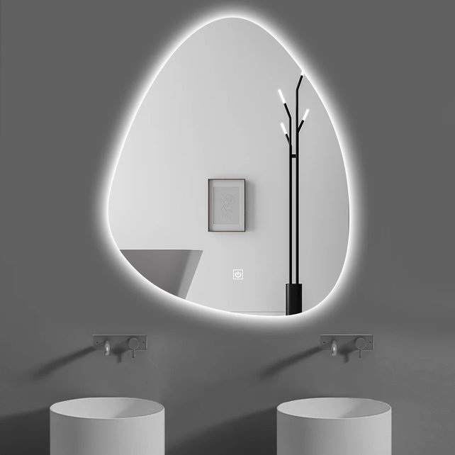Spiegel UOVO Ovaal 80x60cm Dimbaar Led-verlichting Touch bediening Spiegel UOVO Ovaal 80x60cm Dimbaar Led-verlichting Touch bediening
