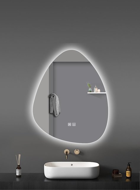 Spiegel UOVO Ovaal 80x60cm Dimbaar Led-verlichting Touch bediening Spiegel UOVO Ovaal 80x60cm Dimbaar Led-verlichting Touch bediening