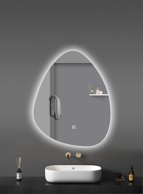 Spiegel UOVO Ovaal 80x60cm Dimbaar Led-verlichting Touch bediening Spiegel UOVO Ovaal 80x60cm Dimbaar Led-verlichting Touch bediening