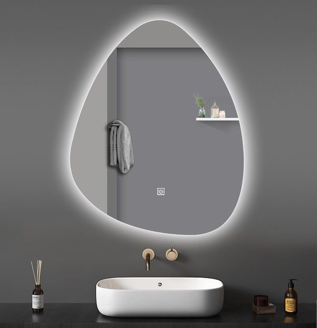 Spiegel UOVO Ovaal 80x60cm Dimbaar Led-verlichting Touch bediening Spiegel UOVO Ovaal 80x60cm Dimbaar Led-verlichting Touch bediening