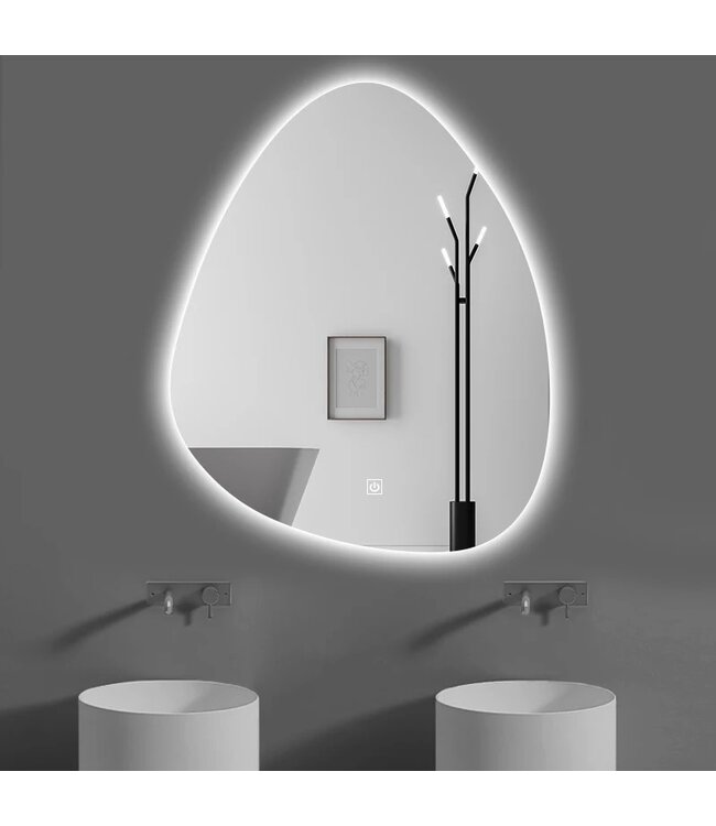 ALONI Spiegel UOVO Ovaal 80x60cm Anti-condens Dimbaar Led-verlichting Touch bediening  met spiegelverwarming