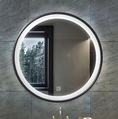 Ronde badkamerspiegel Omega Zwart Ø 80cm met Led-Verlichting