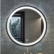 Ronde badkamerspiegel Omega Zwart Ø 80cm met Led-Verlichting