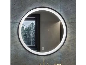 Ronde badkamerspiegel Omega Zwart Ø 80cm met Led-Verlichting