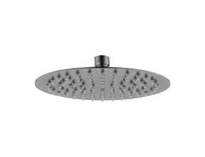 Hoofddouche Mila Gun Metal 30cm Rond Regendouchekop met rubbere sproeimondjes roestvrij