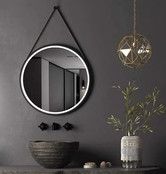 Spiegel Cintura 60cm Rond Zwart met band - Led verlichting  dimbaar met touchbediening