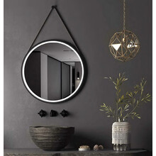 Spiegel Cintura 60cm Rond Zwart met band - Led verlichting  dimbaar met touchbediening