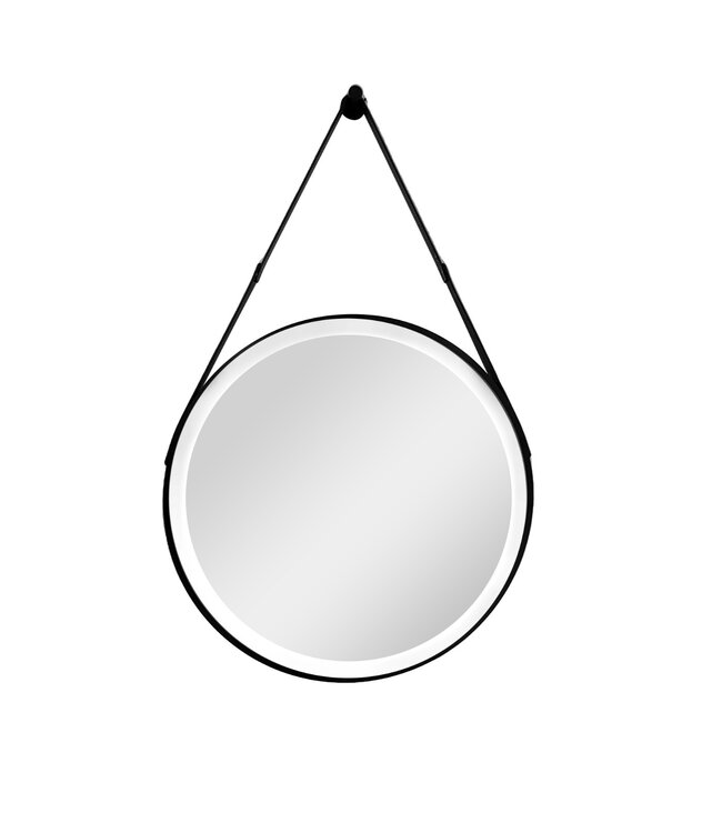 ALONI Spiegel Cintura 80cm Rond Zwart met band - Led verlichting  dimbaar met touchbediening