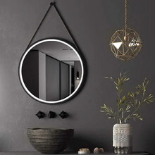 Spiegel Cintura 80cm Rond Zwart met band - Led verlichting  dimbaar met touchbediening