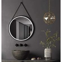 Spiegel Cintura 80cm Rond Zwart met band - Led verlichting  dimbaar met touchbediening