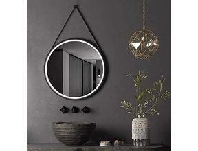 Spiegel Cintura 80cm Rond Zwart met band - Led verlichting  dimbaar met touchbediening