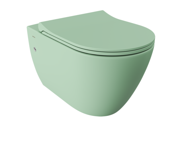 Hangtoilet Venezia Randloos Mint Groen 57x36x35cm excl. Toiletbril Hangtoilet Venezia Randloos Mint Groen 57x36x35cm excl. Toiletbril